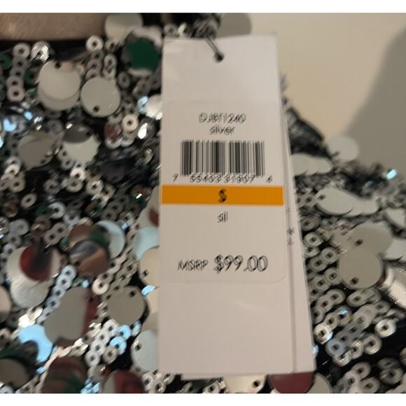 NWT $99 DKNY Silver Sequence Crop Top Size Small - Picture 6 of 7